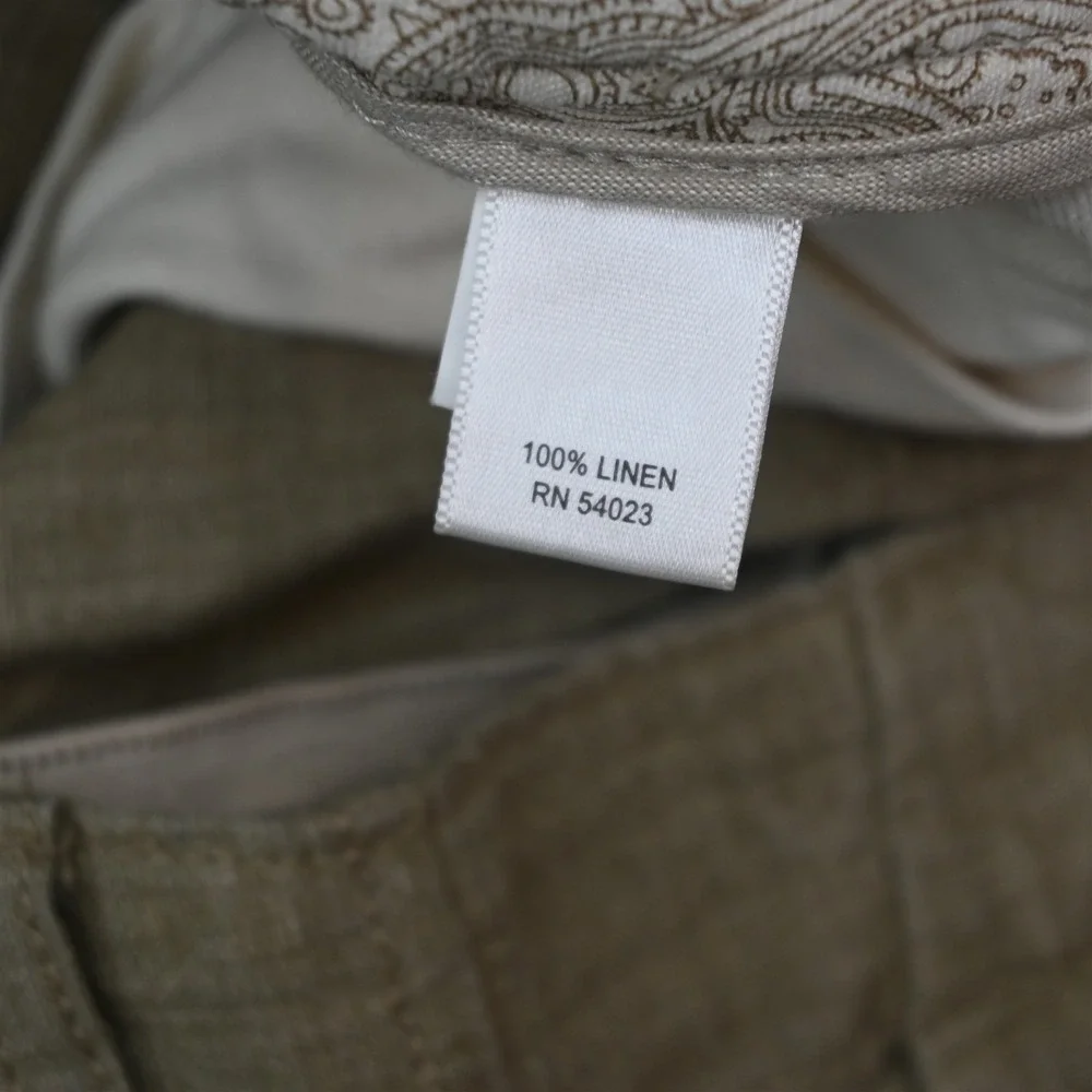 Banana Republic 32x30 Tan Khaki 100% Linen Drawstring Relax Wedding Beach Pants